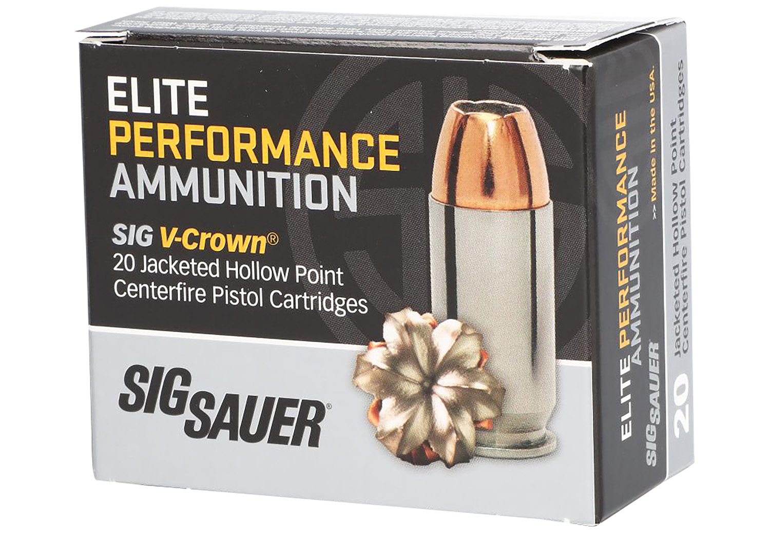 Sig Sauer E10MM20020 Elite Performance 10mmAuto 200gr V-Crown Jacketed Hollow Point 20 Per Box/10 Case 3 Sig Sauer E10MM20020 Elite Performance 10mmAuto 200gr V-Crown Jacketed Hollow Point 20 Per Box/10 Case