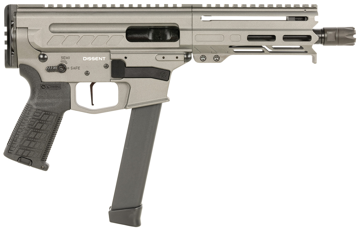 CMMG 99A68A2TNG Dissent MKGS 9mm Luger 33+1 6.50", Tungsten Gray Rec, Picatinny Brace Adapter, 5.50" M-LOK Handguard, Left Side Charging Handle, Zeroed Linear Comp, TriggerTech Trigger 3 CMMG 99A68A2TNG Dissent MKGS 9mm Luger 33+1 6.50", Tungsten Gray Rec, Picatinny Brace Adapter, 5.50" M-LOK Handguard, Left Side Charging Handle, Zeroed Linear Comp, TriggerTech Trigger