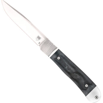 CobraTec Knives CTTHRBLK Trapper Hidden Release 3.12" OTS Drop Point Plain Satin D2 Steel Blade, 4.25" Black Bone Scales Handle