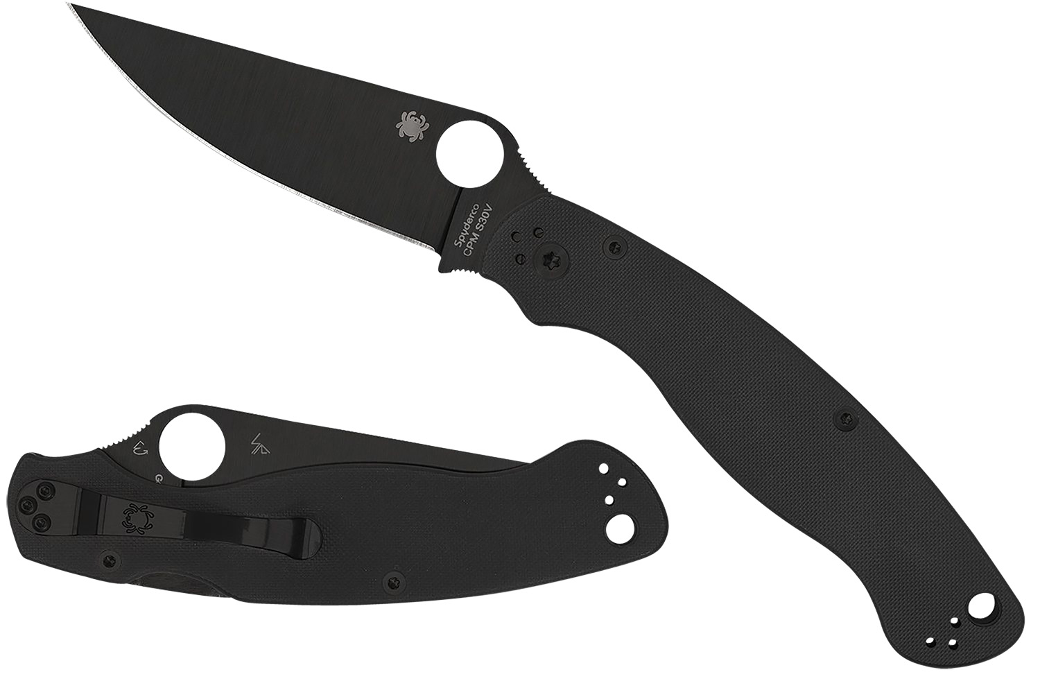 Spyderco C36GPBK2 Military 2 4" Folding Plain Black DLC CPM S30V SS Blade/ Black Textured G10 Handle Includes Pocket Clip 3 Spyderco C36GPBK2 Military 2 4" Folding Plain Black DLC CPM S30V SS Blade/ Black Textured G10 Handle Includes Pocket Clip