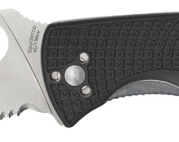 Spyderco C122PSBK Tenacious Lightweight 3.39" Folding Part Serrated Satin 8Cr13MoV SS Blade/Black Bi-Directional Texturing FRN Handle Includes Pocket Clip