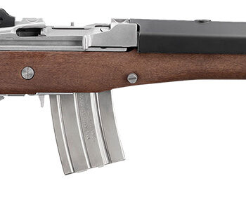 Ruger 5895 Mini-14  223 Rem/5.56 NATO 20+1 18.50" Matte Stainless Threaded Barrel, Matte Stainless Picatinny Rail  Receiver, Walnut/Stainless Wood Side Folding Side Folding Stock, Black Polymer Grip