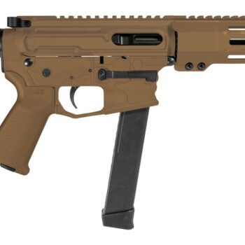 Shark Coast Tactical SCC06735SPFDE9 Sneeky Pete 9mm Luger 30+1 5.50" Black Melonite Threaded Barrel, Flat Dark Earth Cerakote Receiver, SB Tactical SBA3 Brace