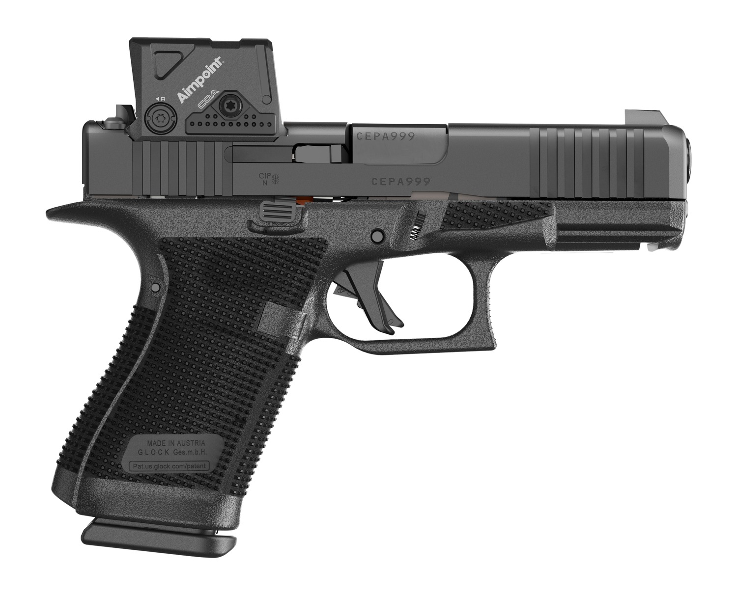Glock P61950B03DC8A3 G19 Gen6 w/Aimpoint 9mm Luger 15+1 4.02" Black GMB Barrel, Black Steel Serrated w/Optic Slide, Black Polymer Frame w/Accessory Rail, Interchangeable Backstrap Grip, Aimpoint COA 3 3 Glock P61950B03DC8A3 G19 Gen6 w/Aimpoint 9mm Luger 15+1 4.02" Black GMB Barrel, Black Steel Serrated w/Optic Slide, Black Polymer Frame w/Accessory Rail, Interchangeable Backstrap Grip, Aimpoint COA 3