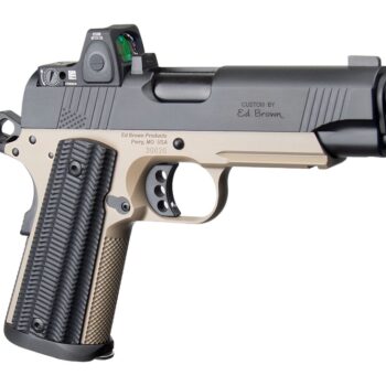 Ed Brown  Special Forces Commander SOCOM w/Optic 45 ACP 7+1 4.25" Black Nitride Barrel, Black Gen4 Stainless Steel Serrated w/Optic Slide, Flat Dark Earth Gen4 Stainless Steel Frame w/Accessory Rail,