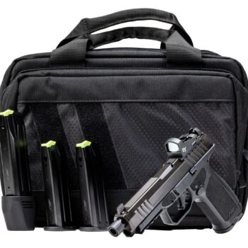 Rost Martin RM1FTBSPL RM1F Tactical Bundle 9mm Luger 24+1 4.50" Black Threaded Barrel, Black Nitron Steel Serrated w/Optic Slide, Black Polymer Frame w/Picatinny Rail, Interchangeable Backstrap Grip,