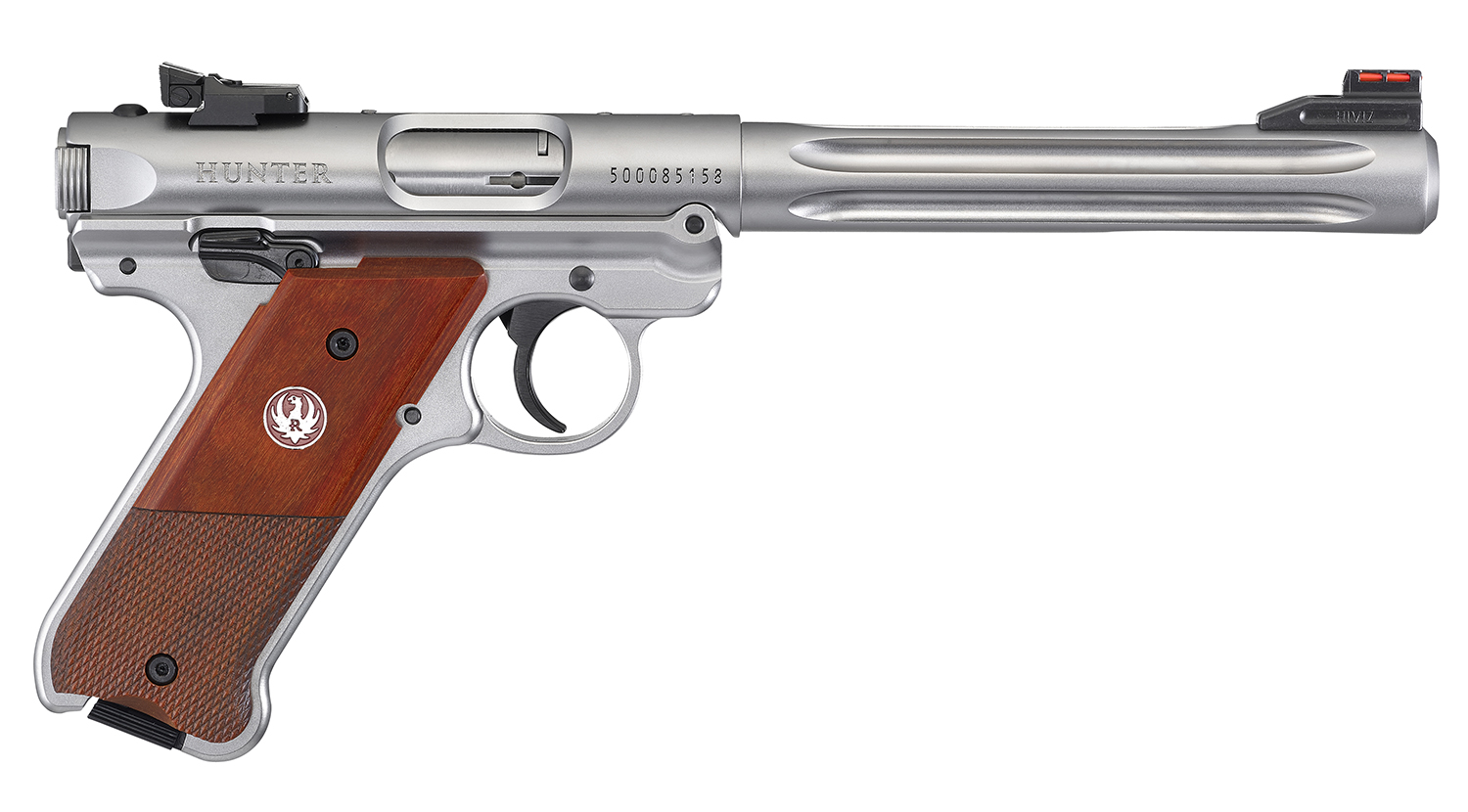 Ruger 40118 Mark IV Hunter 22 LR 10+1 6.88" Satin Stainless Fluted Bull Barrel, Satin Stainless Steel Frame, Drilled & Tapped Receiver, Checkered Laminate Grip, Right Hand 3 Ruger 40118 Mark IV Hunter 22 LR 10+1 6.88" Satin Stainless Fluted Bull Barrel, Satin Stainless Steel Frame, Drilled & Tapped Receiver, Checkered Laminate Grip, Right Hand