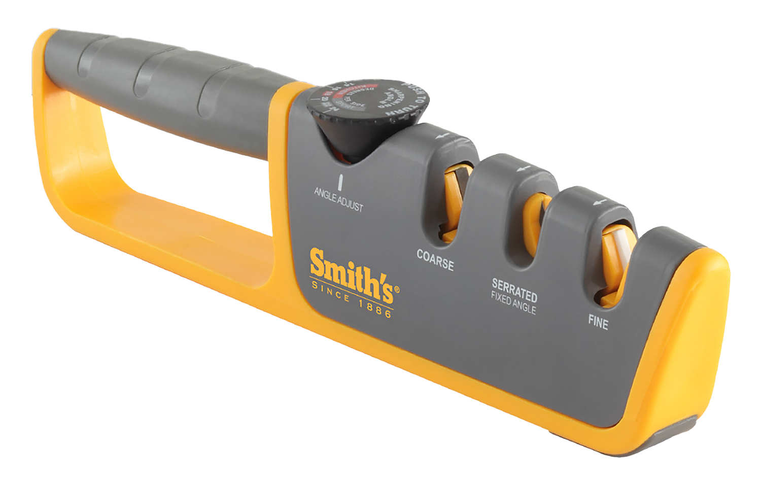 Smiths Products 50264 Adjustable Angle Pull-Thru Sharpener Hand Held Fine, Coarse Ceramic, Diamond Sharpener Rubber Handle Gray 3 Smiths Products 50264 Adjustable Angle Pull-Thru Sharpener Hand Held Fine, Coarse Ceramic, Diamond Sharpener Rubber Handle Gray