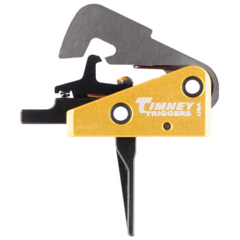 Timney Triggers 670ST Competition Trigger  Single-Stage Straight Trigger with 4 lbs Draw Weight & Black/Gold Finish for AR-10