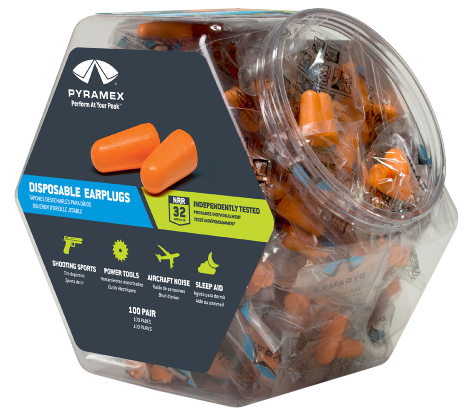 Pyramex PYDP1000BN Disposable Earplugs Foam 32 dB In The Ear Orange Adult 100 Pair 2 Pyramex PYDP1000BN Disposable Earplugs Foam 32 dB In The Ear Orange Adult 100 Pair