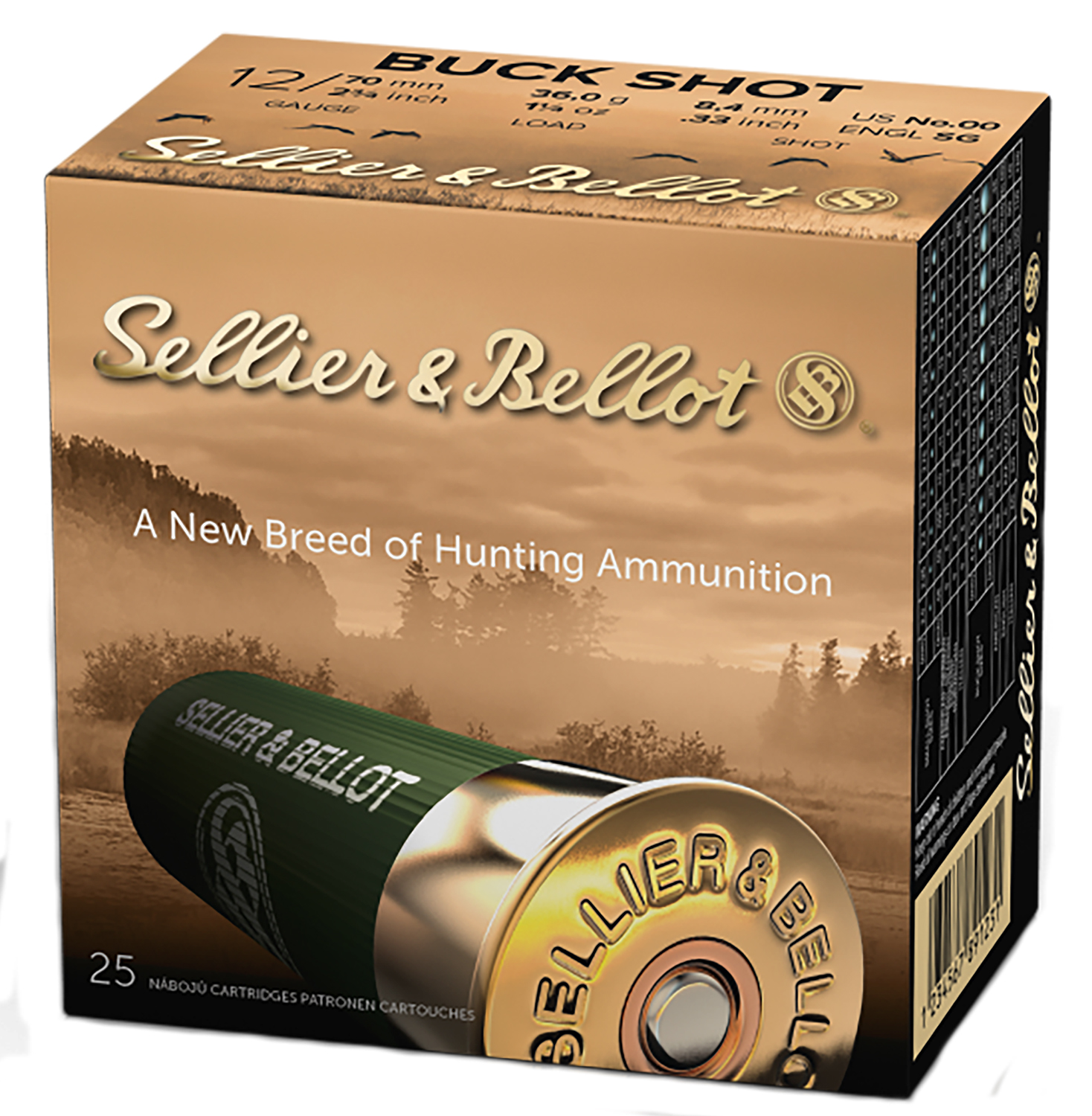 Sellier & Bellot SB12BSC Hunting 12Gauge 2.75" 12Pellets 1 1/4oz 00Buck Shot 25 Box/10 Case 3 Sellier & Bellot SB12BSC Hunting 12Gauge 2.75" 12Pellets 1 1/4oz 00Buck Shot 25 Box/10 Case
