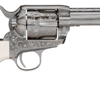 Taylors & Company 200057 1873 Cattleman Outlaw Legacy 45 Colt (LC) Caliber with 4.75" Barrel, 6rd Capacity Cylinder, Overall Nickel Engraved Finish Steel & Ivory Synthetic Grip
