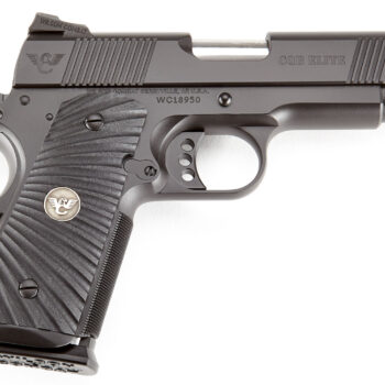 Wilson Combat CQBECP45 CQB Elite Compact Frame 45 ACP 7+1 4" Stainless Match Grade Barrel, Black Serrated Carbon Steel Slide, Black Armor-Tuff Carbon Steel w/Beavertail, Black G10 Starburst Grip