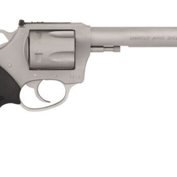 Charter Arms 73566 Mag Pug Target Extra Large 357 Mag, 6 Shot 6" Matte Stainless Steel Barrel, Cylinder & Frame w/Black Finger Grooved Rubber Grip