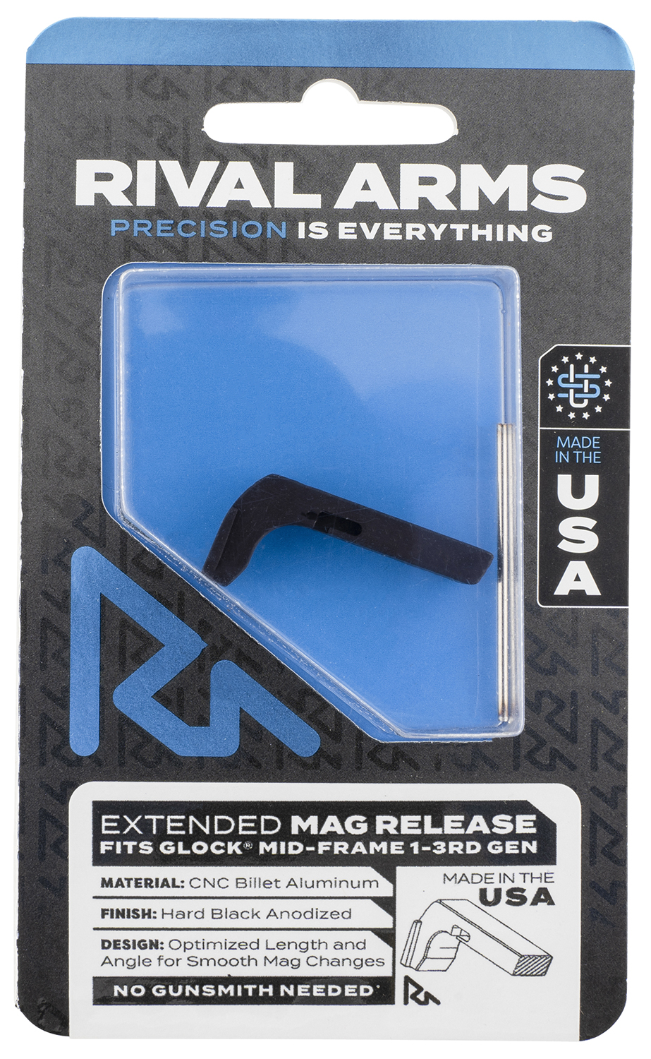 Rival Arms RA72G001A Magazine Release Compatible w/Glock Gen3 (Except 21SF) Extended, Black Anodized Aluminum 3 Rival Arms RA72G001A Magazine Release Compatible w/Glock Gen3 (Except 21SF) Extended, Black Anodized Aluminum
