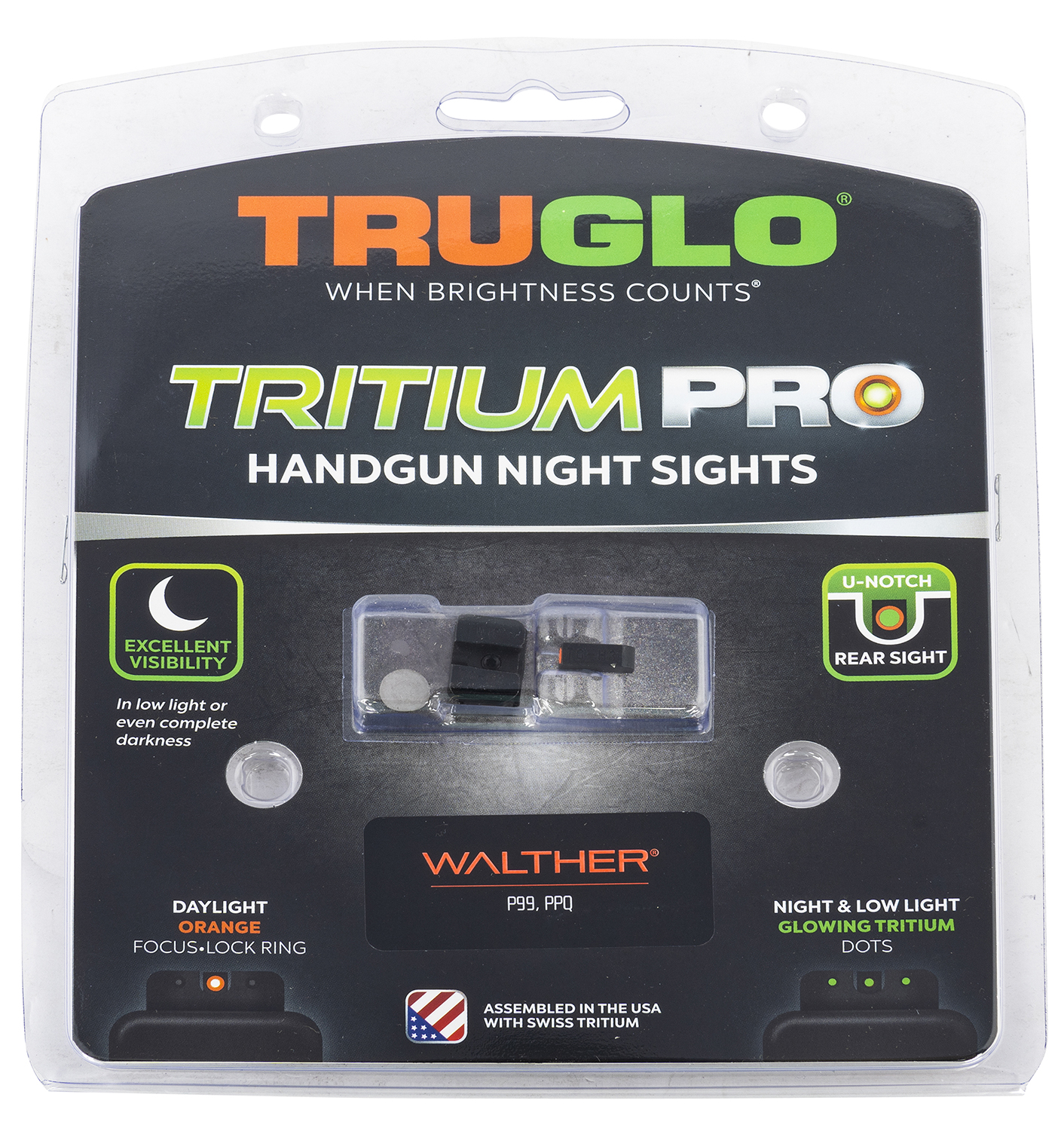 TruGlo TGTG231W1C Tritium Pro Black | Green Tritium Orange Outline Front Sight Green Tritium Rear Sight 3 TruGlo TGTG231W1C Tritium Pro Black | Green Tritium Orange Outline Front Sight Green Tritium Rear Sight