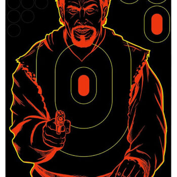 Birchwood Casey 34643 Shoot-N-C Reactive Target Self-Adhesive Paper Black/Red 12"x18" Bad Guy Silhouette 100 Pack