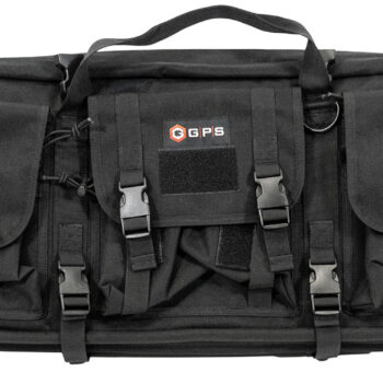 GPS Bags DRC28 Double Rifle Case Black 600D Polyester w/ 2 Padded Pistol Sleeves MOLLE Webbing & Lockable Zippers