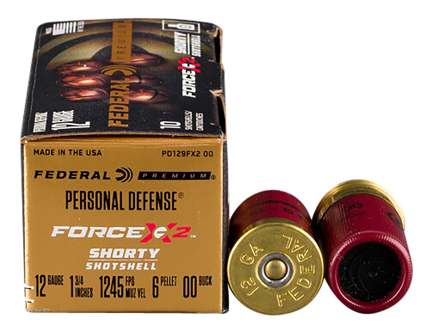 Federal PD129FX200 Premium Force X2 12Gauge 1.75" 6Pellets 00BuckShot 10 Per Box/10 Case 2 Federal PD129FX200 Premium Force X2 12Gauge 1.75" 6Pellets 00BuckShot 10 Per Box/10 Case