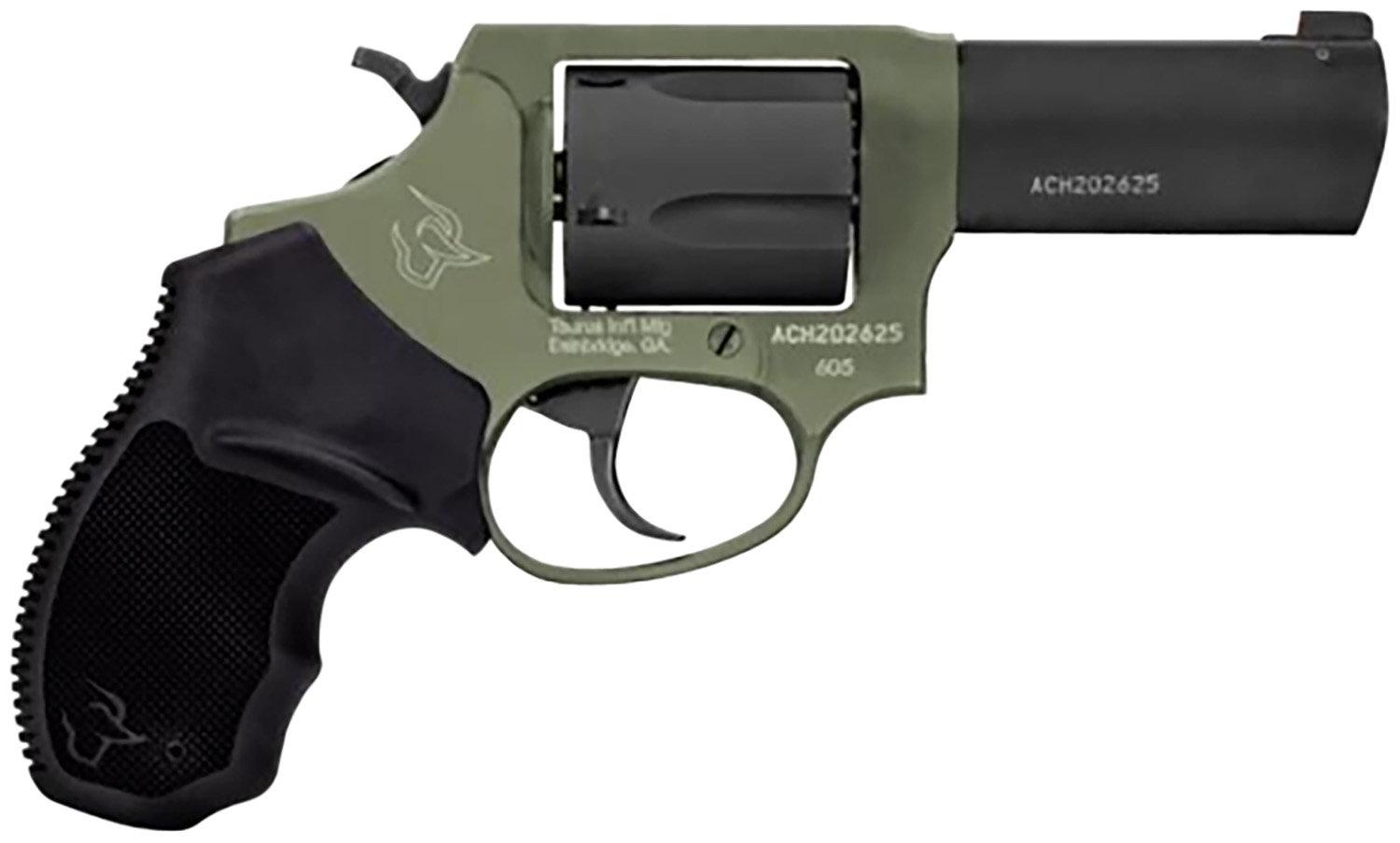 Taurus 260531F Defender 605 SA/DA 357 Mag/38 Special +P 5rd 3", Black Barrel/Cylinder, Sniper Green Frame, Black Hogue Rubber Grip, Fixed Front Sight 2 Taurus 260531F Defender 605 SA/DA 357 Mag/38 Special +P 5rd 3", Black Barrel/Cylinder, Sniper Green Frame, Black Hogue Rubber Grip, Fixed Front Sight