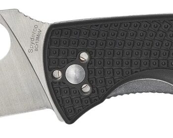 Spyderco C122PBK Tenacious Lightweight 3.39" Folding Plain Satin 8Cr13MoV SS Blade/Black Bi-Directional Texturing FRN Handle Includes Pocket Clip