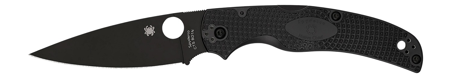 Spyderco C244PBBK Native Chief Lightweight 4.02" Folding Plain Black DLC CTS BD1N SS Blade/Black Textured FRN Handle Includes Pocket Clip 3 Spyderco C244PBBK Native Chief Lightweight 4.02" Folding Plain Black DLC CTS BD1N SS Blade/Black Textured FRN Handle Includes Pocket Clip