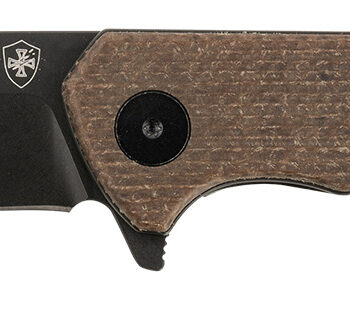 Templar Knife PFMBN321 Paladin  3.27" Folding Drop Point Plain Black Powder Coated D2 Steel Blade, 4.40" Brown Micarta Handle