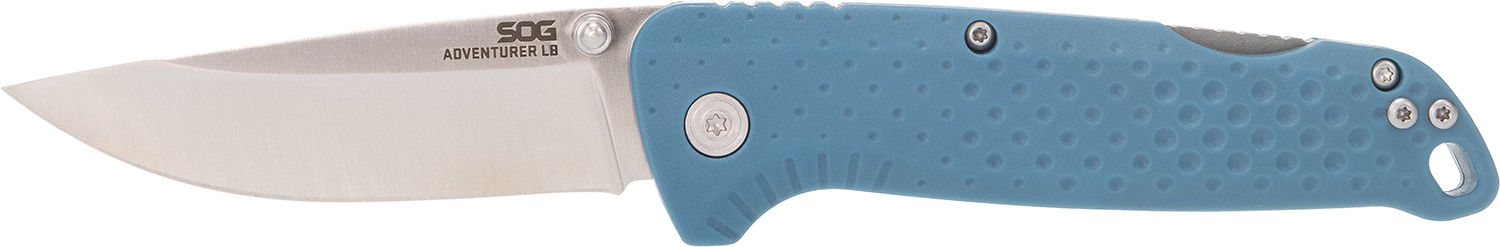 S.O.G SOG13110343 Adventure LB 3.50" Folding Drop Point Plain Satin 5Cr13MoV SS Blade, Nordic Blue Textured GRN Handle 3 S.O.G SOG13110343 Adventure LB 3.50" Folding Drop Point Plain Satin 5Cr13MoV SS Blade, Nordic Blue Textured GRN Handle