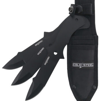 Cold Steel CSTH80KVC3PK Throwing Knives  Set of 3 Fixed 8" Drop Point Plain Black Oxide 420 Stainless Steel Blade, Includes Sheath