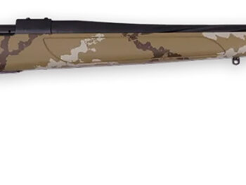 Weatherby VHH7MMPR6B Vanguard Outfitter Full Size 7mm PRC 3+1 26" Black Cerakote #2 Fluted/Threaded Barrel & Drilled & Tapped Steel Receiver, Tan w/Brown & White Sponge Monte Carlo Synthetic Stock