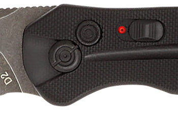 CobraTec Knives BLKDIABLOAUTO Diablo  3.50" Folding Black Stonewashed D2 Steel Blade, 4.75" Black Textured G10 Scales Handle