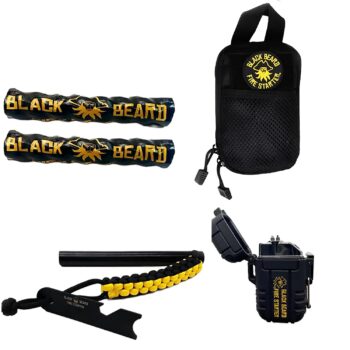 Black Beard Fire Starters SKB Ultimate Fire Kit Black Includes Ferro Rod/Plasma Arc Lighter/Organizer Case/Fire Starters/Decal