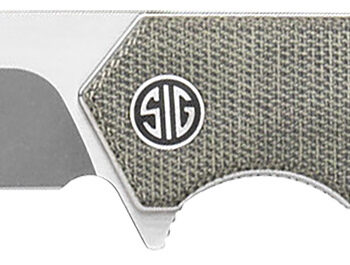 Sig Sauer Knives TS8SG Tsuru  3.30" Folding Tanto Plain Satin 154CM SS Blade, 4.20" Green Canvas Micarta Handle