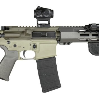 Shark Coast Tactical SCCSNKYSD556002 Sneeky Pete Deluxe 5.56 NATO 30+1 7.50" Threaded Barrel Aluminum Receiver w/Picatinny Rail, M-LOK Handguard, Polymer SB Tactical SBA3 Brace, Vortex Crossfire Red D