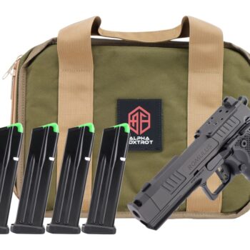 Alpha Foxtrot AA47X1QIG-XDBK20-PROM AF1911 Romulus Promo 9mm Luger 20+1 3.50" Black DLC Threaded Compensated Barrel, Black DLC Stainless Steel Optic Ready/Serrated Slide & Frame w/Beavertail & Picatin