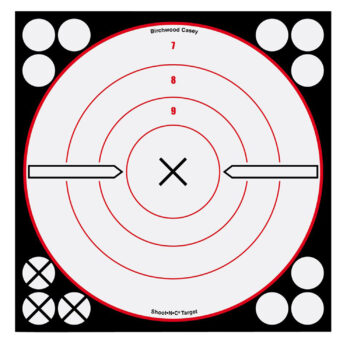 Birchwood Casey 34802 Shoot-N-C Reactive Target Self-Adhesive Paper Black/Red/White 8" Bullseye 6 Pack