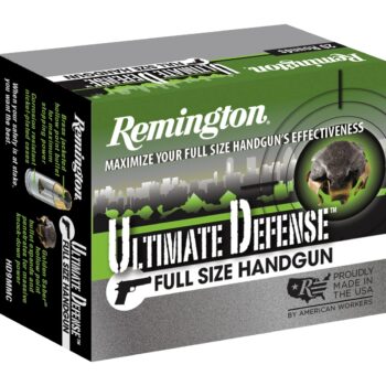 Remington Ammunition 28971 Ultimate Defense Full Size Handgun 45ACP 185gr Brass Jacketed Hollow Point 20 Per Box/25 Case