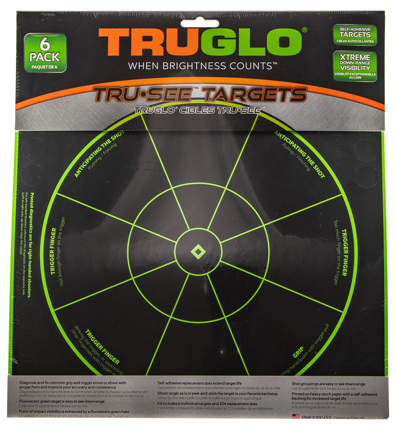 TruGlo TG15A6 Tru-See Handgun Diagnostic Self-Adhesive Heavy Paper Black/Green 12"x12" Bullseye 6 Pack 3 TruGlo TG15A6 Tru-See Handgun Diagnostic Self-Adhesive Heavy Paper Black/Green 12"x12" Bullseye 6 Pack