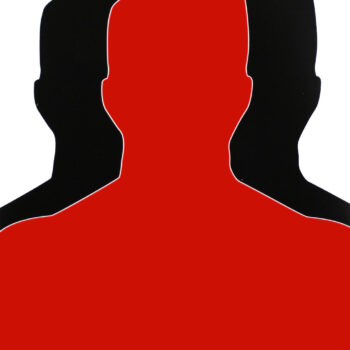 Birchwood Casey 35701 Dirty Bird  Silhouette Tagboard Hanging Pistol 12" x 18" Black/Red White Impact Splatter 100 Per Pkg