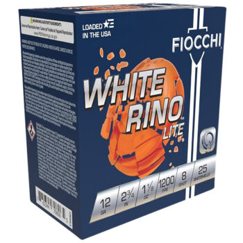 Fiocchi 12WRNL8 Exacta Target White Rino Lite 12Gauge 2.75" 1 1/8oz 8Shot 25 Per Box/10 Case