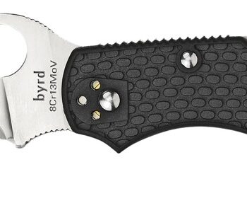 Spyderco BY03PSBK2 Byrd Cara Cara 2 Lightweight 3.75" Folding Drop Point Part Serrated 8Cr13MoV SS Blade Black  Textured FRN Handle Includes Pocket Clip