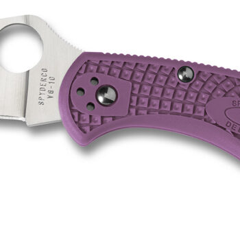 Spyderco CLLFPPR Delica 4 Lightweight 2.88" Folding Drop Point Plain VG-10 SS Blade Purple Bi-Directional Texturing FRN Handle Includes Pocket Clip