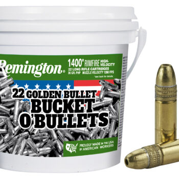 Remington Ammunition 21231 Golden Bullet Bucket O Bullets 22LR 36gr Plated Hollow Point 1400 Per Box/4 Case *Bucket