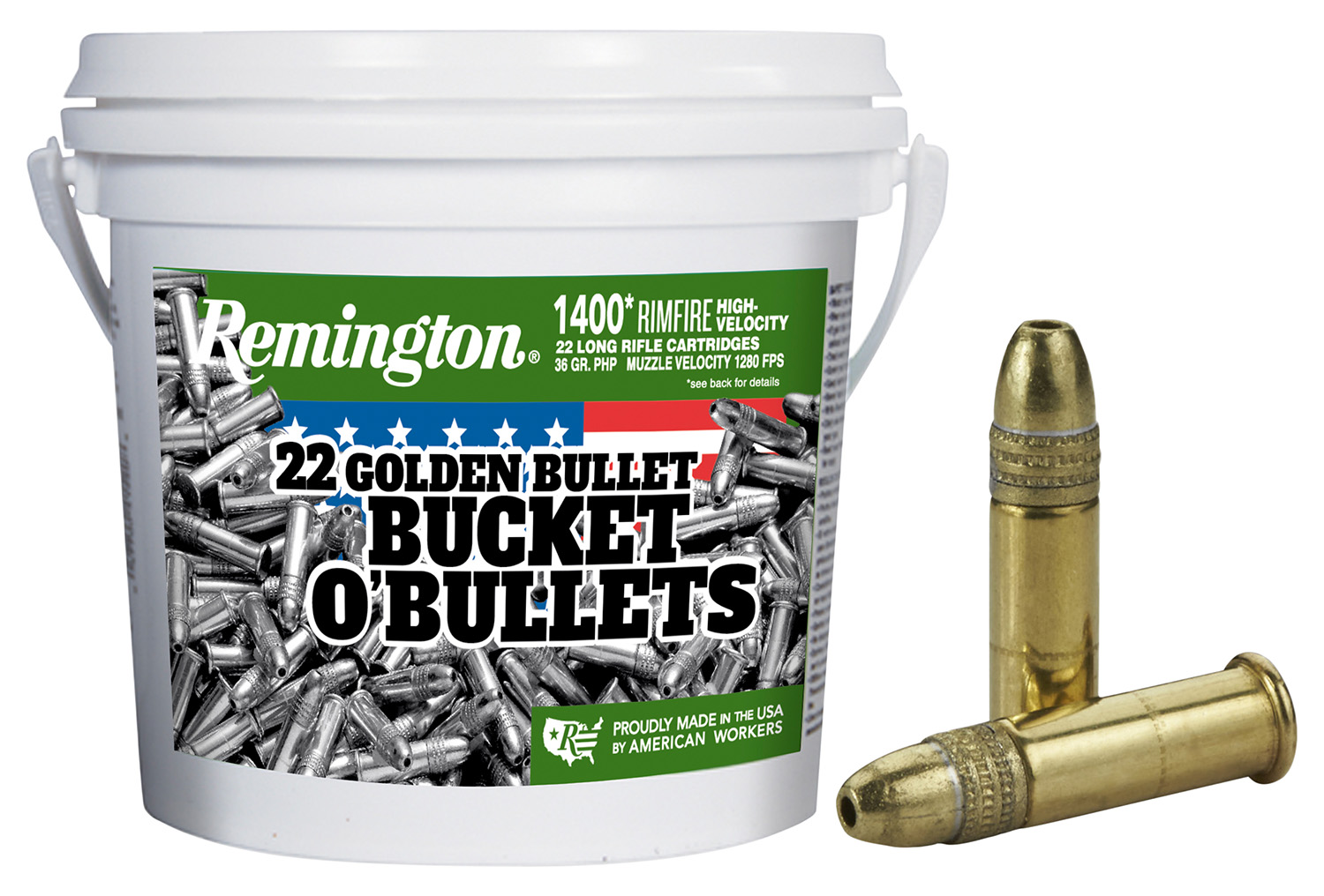 Remington Ammunition 21231 Golden Bullet Bucket O Bullets 22LR 36gr Plated Hollow Point 1400 Per Box/4 Case *Bucket 2 Remington Ammunition 21231 Golden Bullet Bucket O Bullets 22LR 36gr Plated Hollow Point 1400 Per Box/4 Case *Bucket