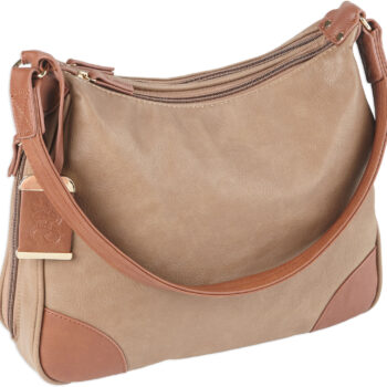 Bulldog BDP014 Hobo Purse w/Holster Taupe w/Tan Trim Leather for Small Autos & Revolvers Ambidextrous Hand
